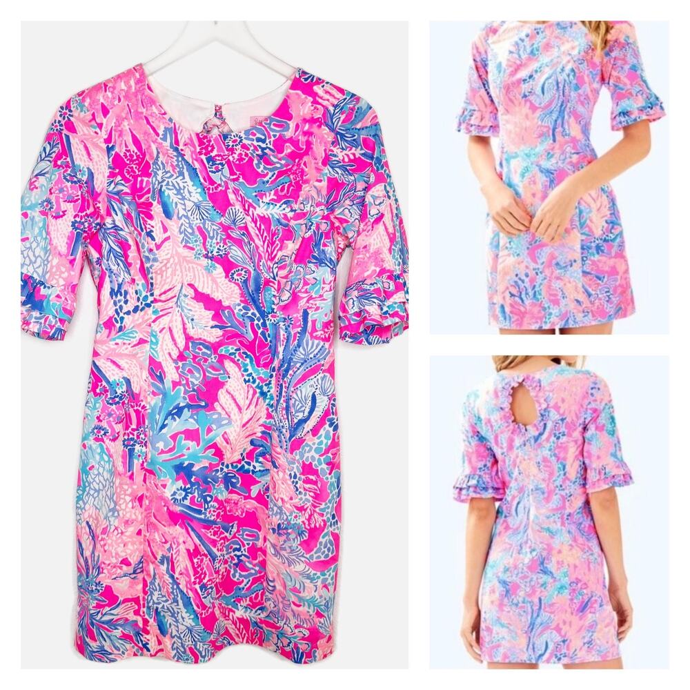 Lilly Pulitzer Dress Size 0 Light Pascha Pink Aquadesiac Fiesta Stretch Tropical